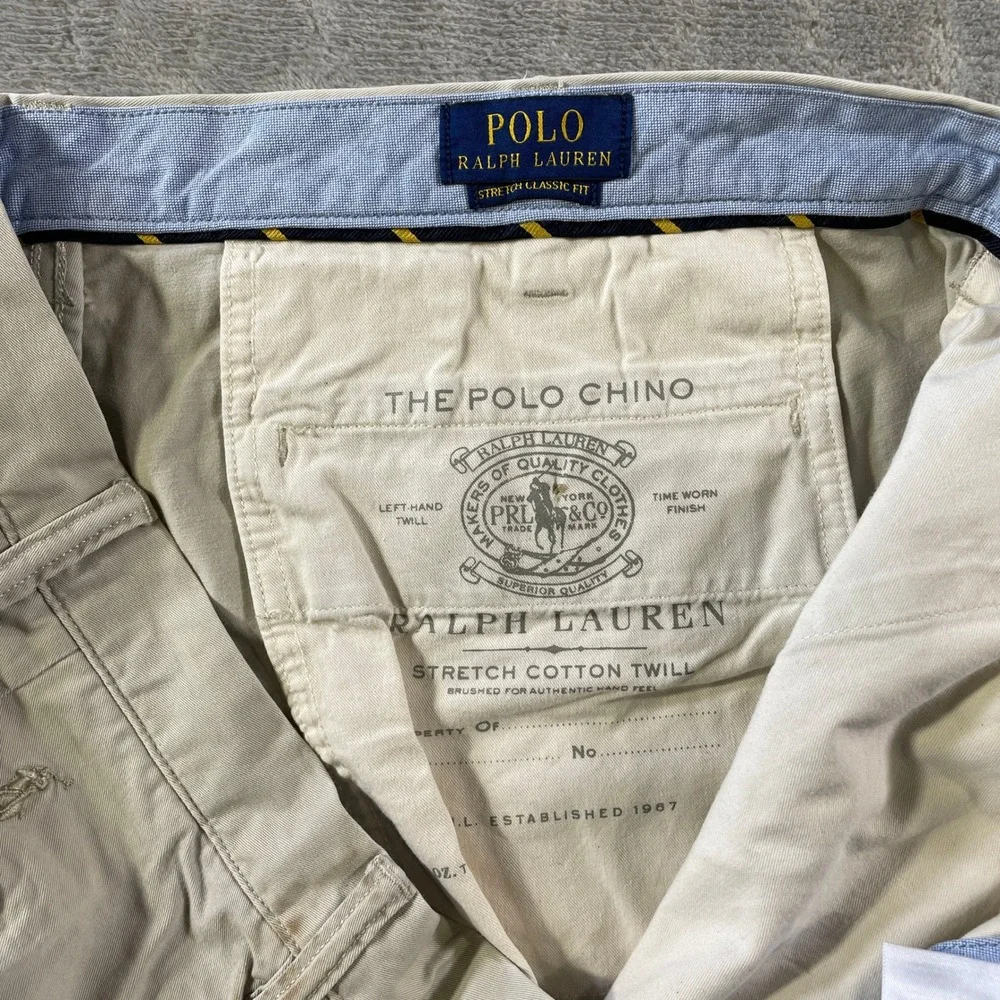 Polo‎ Ralph Lauren Chino Shorts Mens 42 Tan Khaki Stretch Classic Summer Preppy